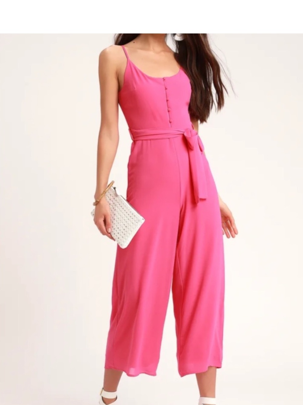 Lulus > Sammy Sue Pink Sleeveless Jumpsuit Tie Waist Wide Leg Extra Small